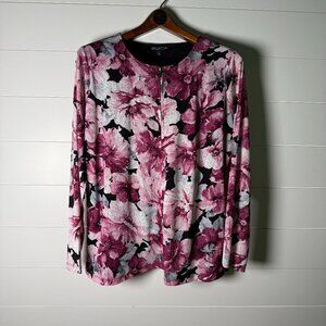 Jones New York Woman Top Pink, Magenta, Black... Sz 1x Fully Lined Stretchy NWOT